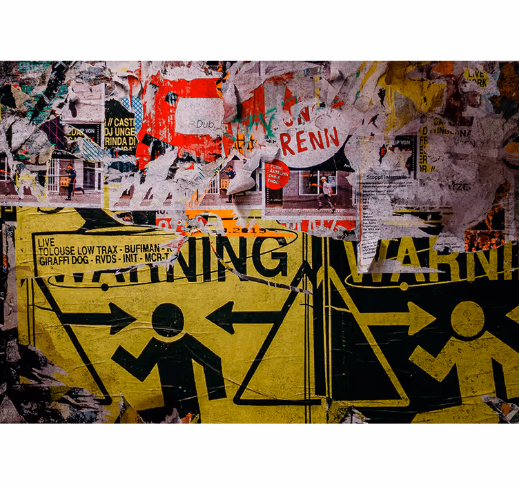 Tapisserie graffiti panneaux d'avertissement urbains - TenStickers