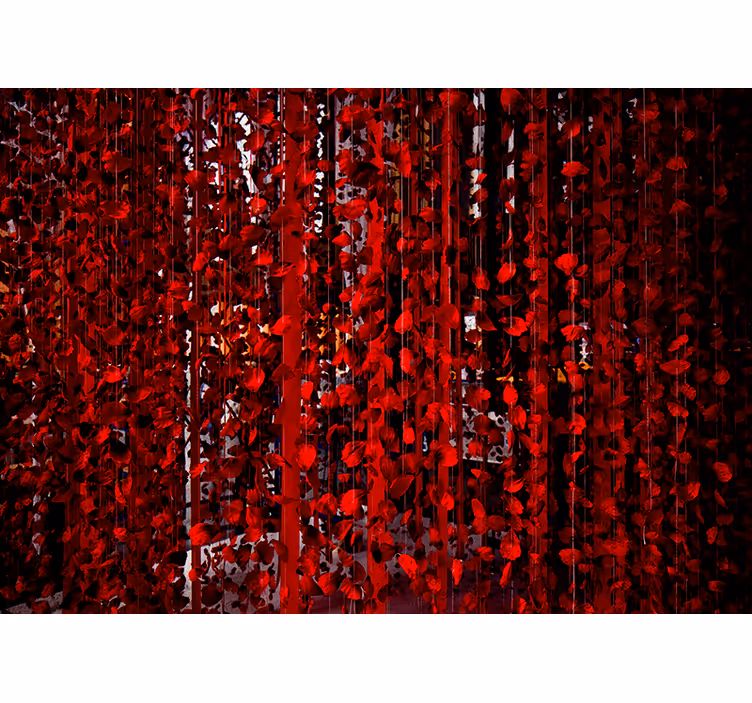 Tapisserie fleur cascade florale rouge - TenStickers