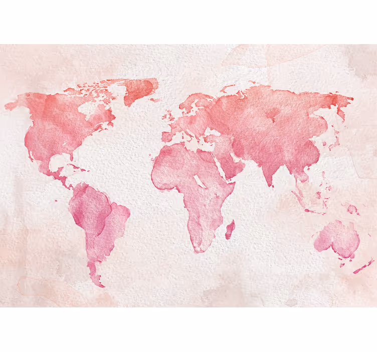 Tapisserie carte du monde aquarelle outline - TenStickers