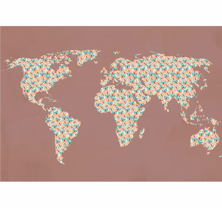 Tapisserie carte du monde motif carte du monde - TenStickers