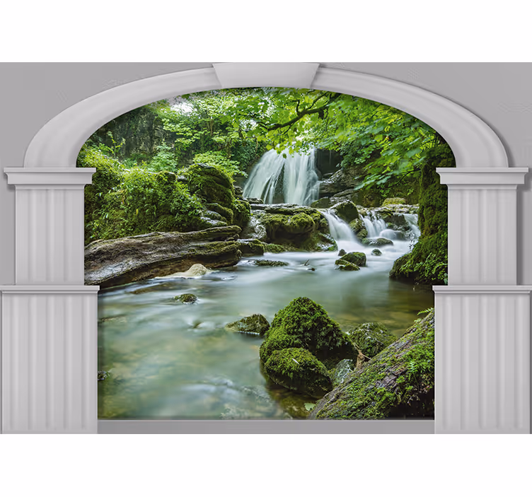 Tapisserie nature scène de cascade douce - TenStickers
