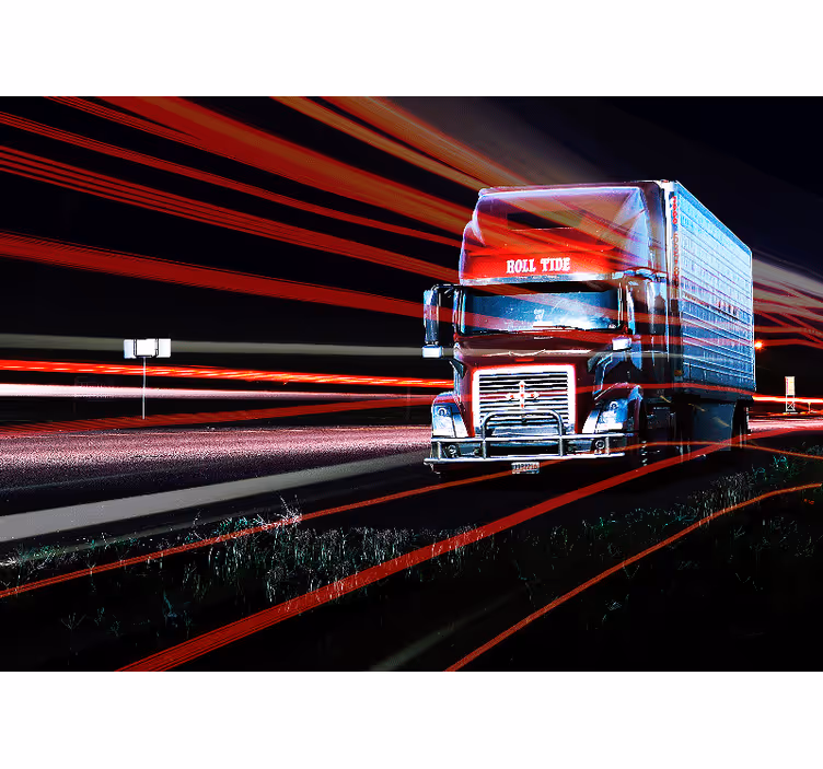 Tapisserie véhicule mouvement du camion rouge - TenStickers