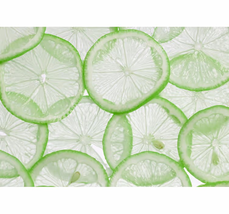 Tapisserie autres fleurs tranches de citron vert fraîches - TenStickers