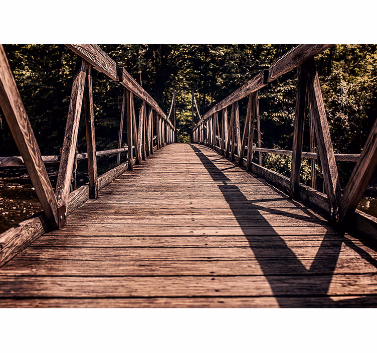 Tapisserie paysage chemin de pont en bois - TenStickers