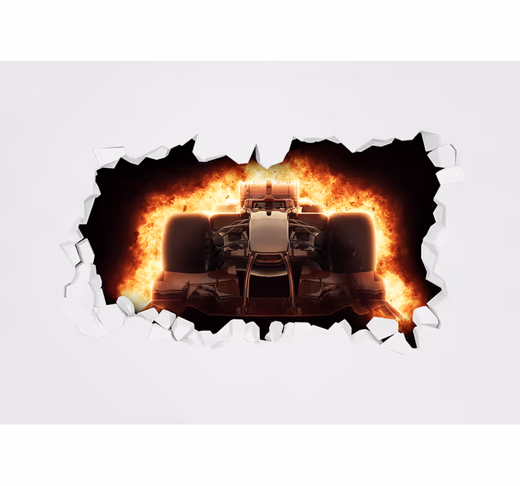 Tapisserie véhicule explosion d'une voiture de course - TenStickers