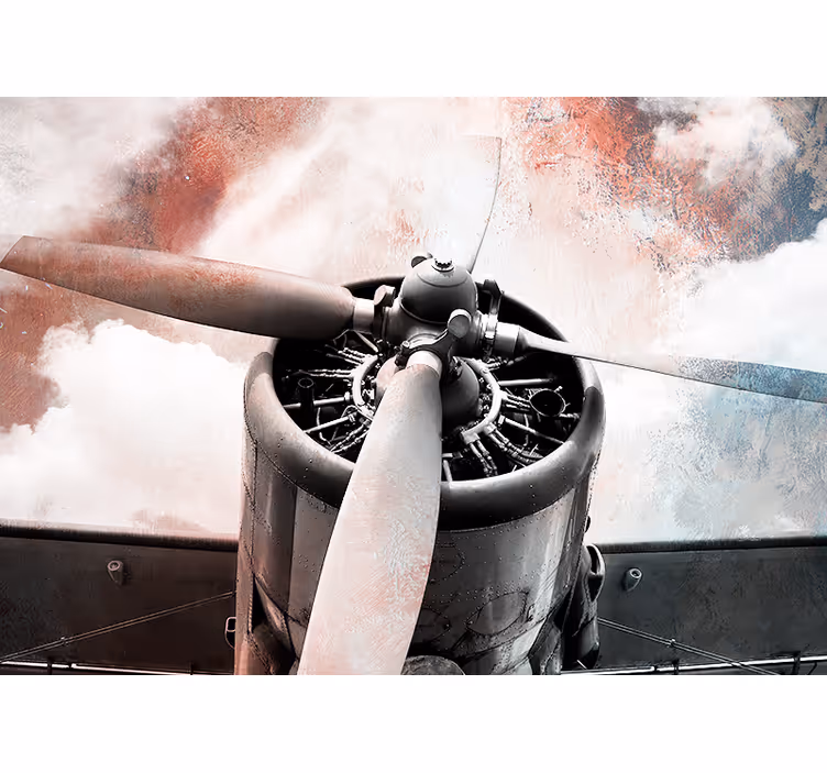 Tapisserie véhicule hélice d'avion vintage - TenStickers