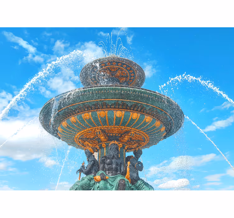 Tapisserie villes et pays sculpture de fontaine majestueuse - TenStickers