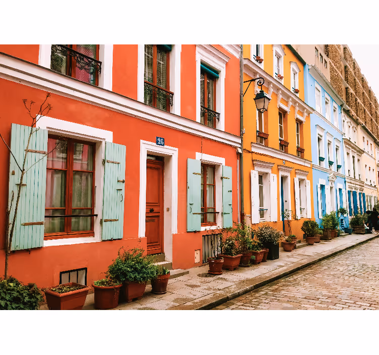 Tapisserie villes et pays façades parisiennes colorées - TenStickers