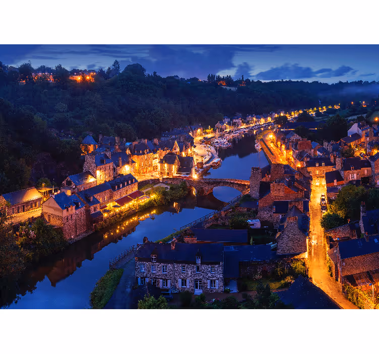 Tapisserie villes et pays lumières du village médiéval - TenStickers