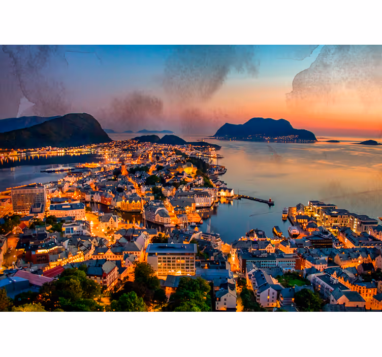 Tapisserie villes et pays vue panoramique sur la côte - TenStickers