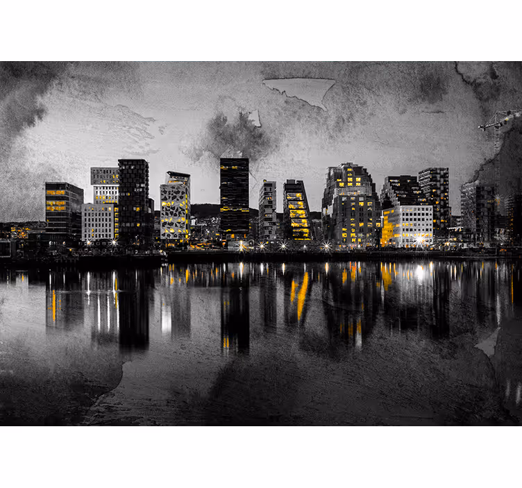 Tapisserie villes et pays reflet de l'horizon moderne - TenStickers
