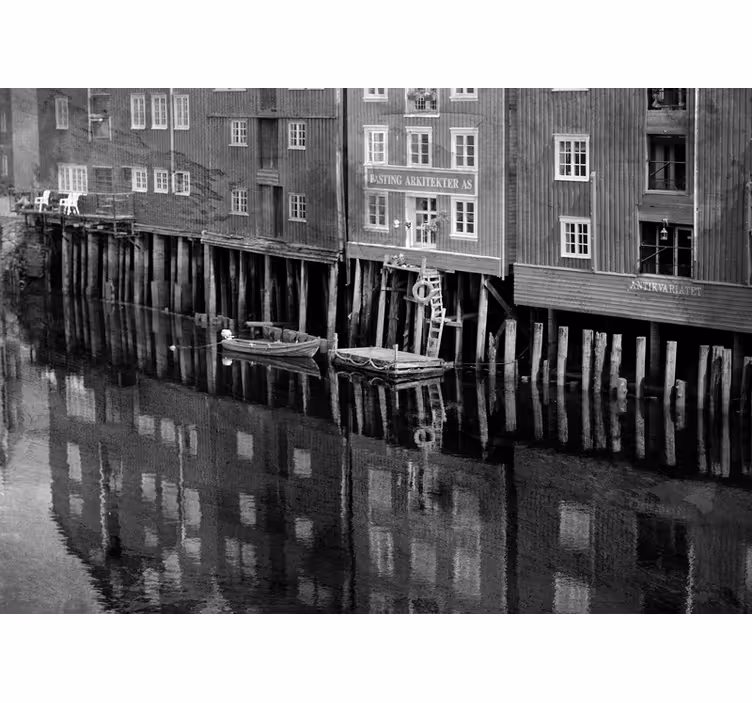 Tapisserie villes et pays reflet historique sur l'eau - TenStickers