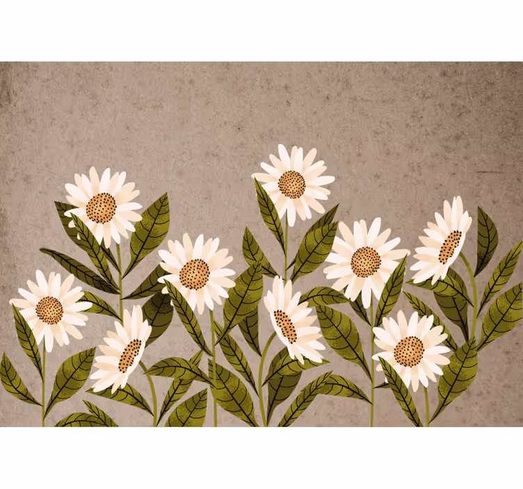 Tapisserie fleur charmante composition de marguerites - TenStickers
