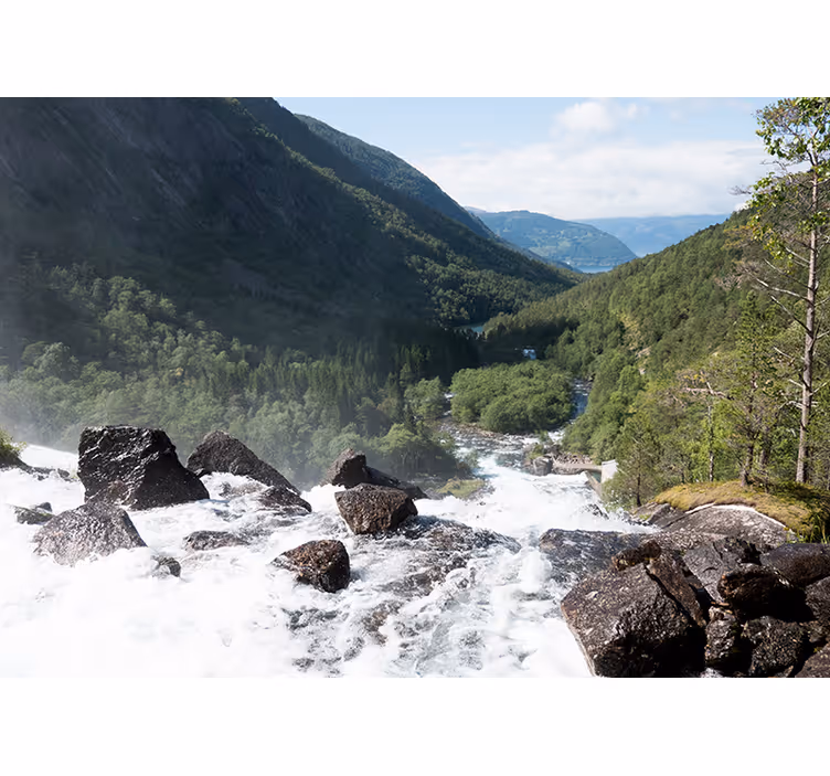 Tapisserie nature paysage de rivière coulant - TenStickers