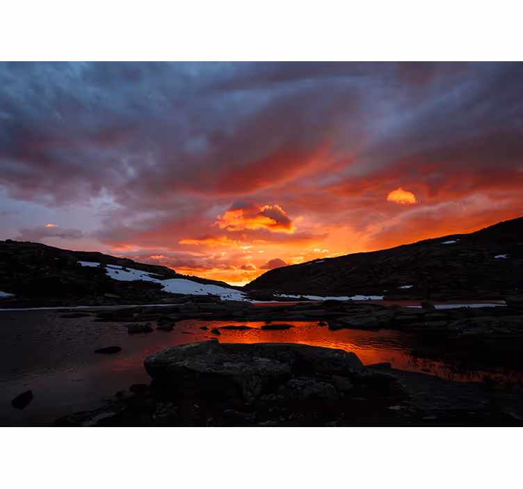 Tapisserie paysage reflet de coucher de soleil éblouissant - TenStickers