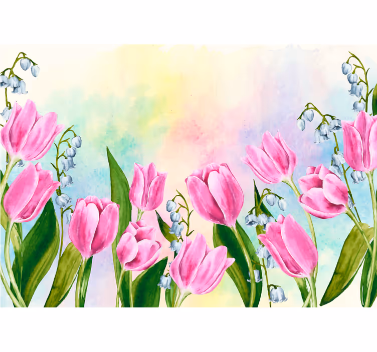 Tapisserie fleur tulipe en pleine floraison - TenStickers