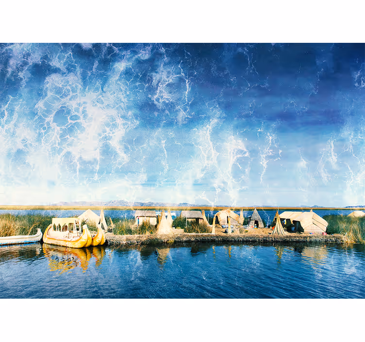 Tapisserie paysage vue paisible sur l'eau - TenStickers