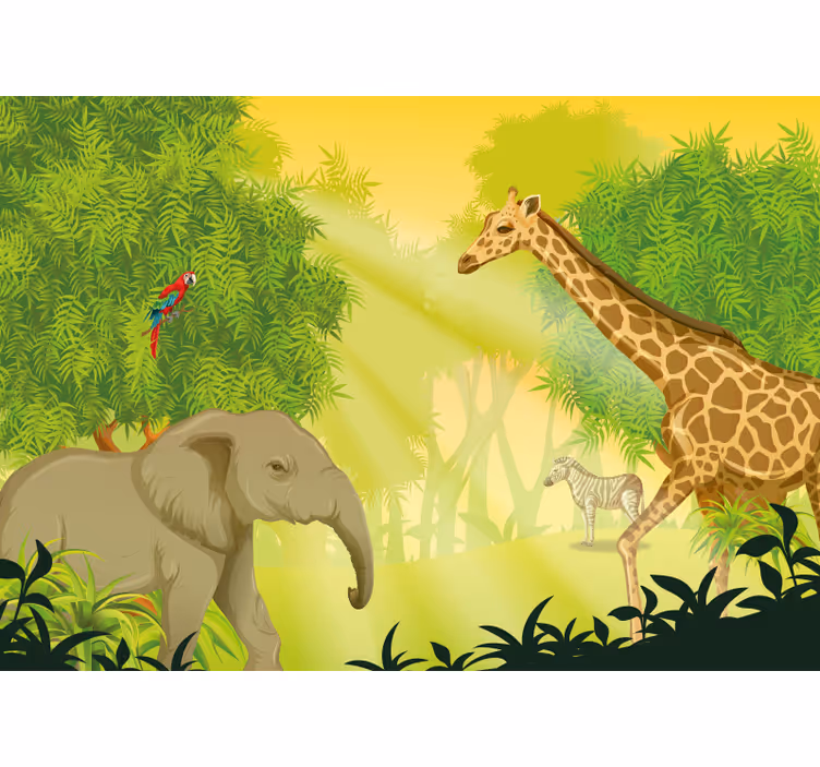 Tapisserie animaux scène de safari en savane - TenStickers