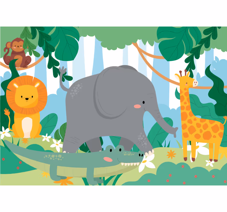 Tapisserie animaux animaux de la jungle amicaux - TenStickers