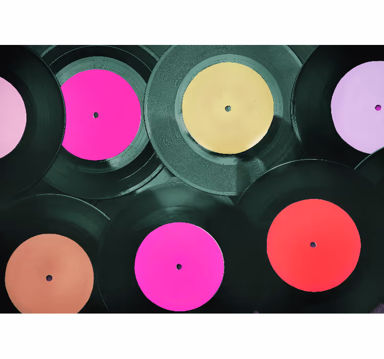 Tapisserie musique cluster de disques vinyles - TenStickers