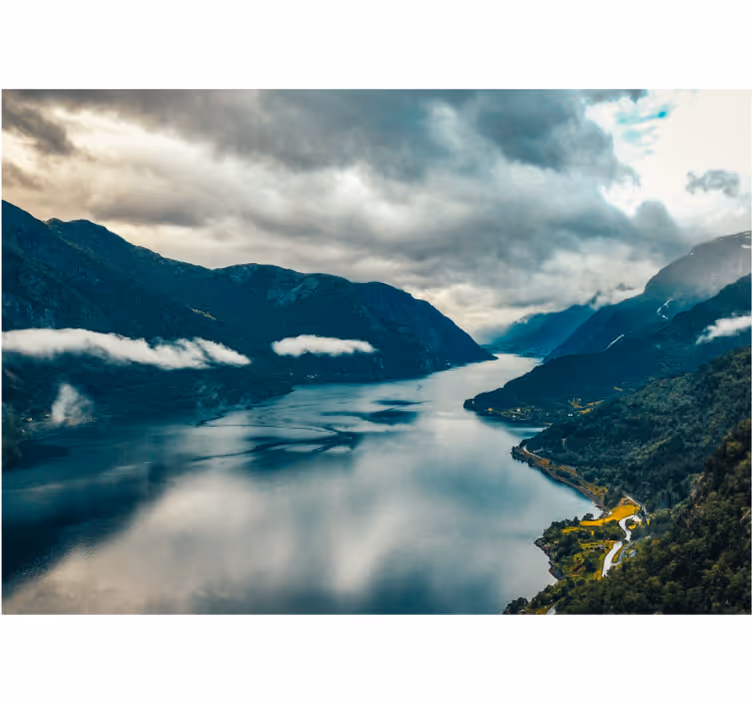 Tapisserie paysage miroir de lac en montagne - TenStickers