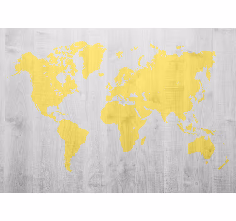 Tapisserie carte du monde jaune - TenStickers