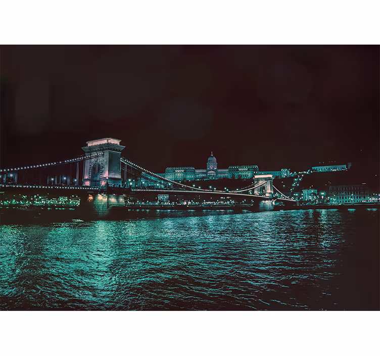Tapisserie villes et pays vue nocturne du pont des chaînes - TenStickers