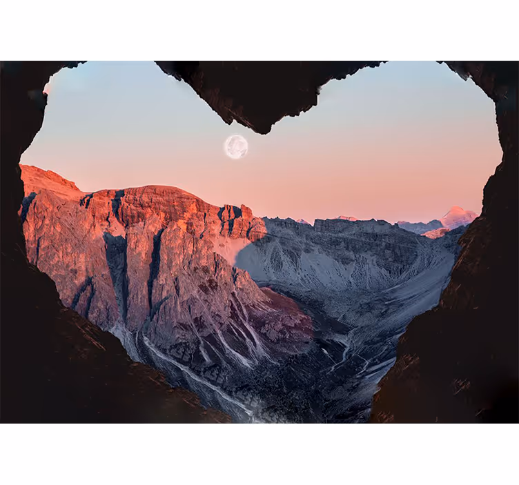 Papiers peints nature paysage montagne en forme de cœur - TenStickers