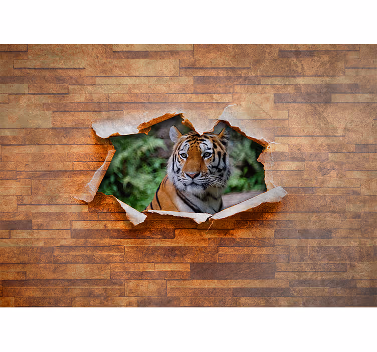 Tapisserie animaux tête de tigre sur mur - TenStickers