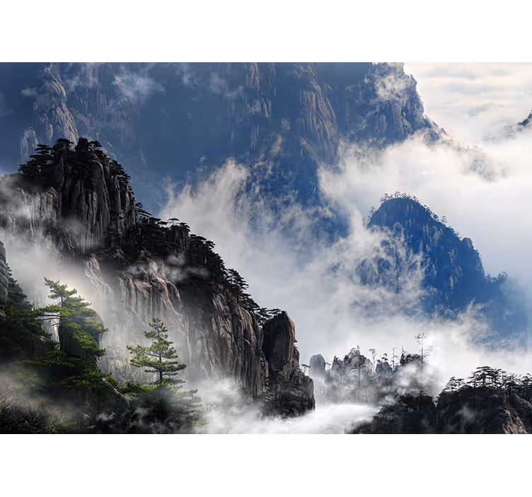 Papiers peints nature scène de brouillard montagneux - TenStickers