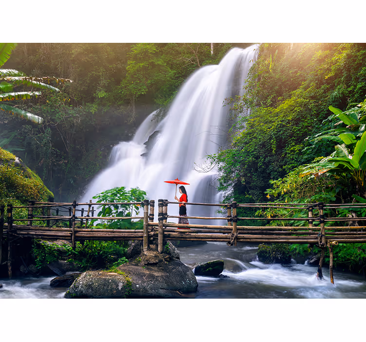 Tapisserie paysage cascade apaisante - TenStickers