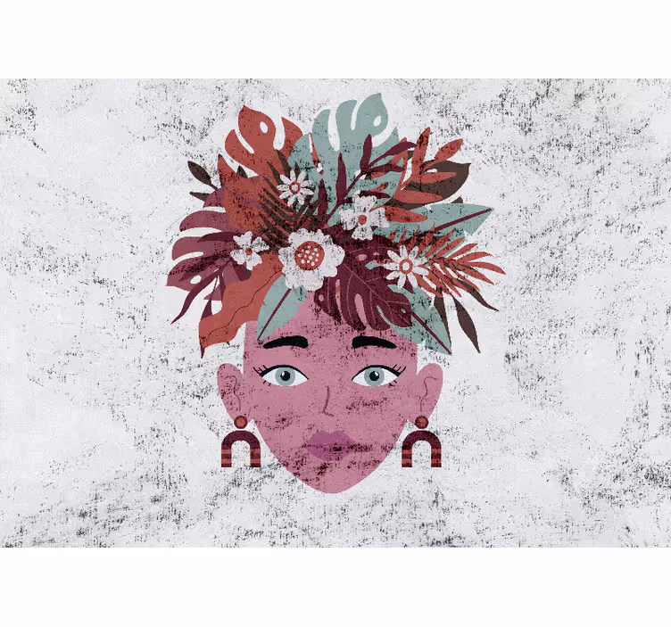 Tapisserie personnalisée tête florale stylisée - TenStickers