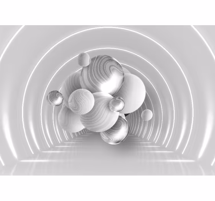 Papier peint 3D formes circulaires flottantes - TenStickers
