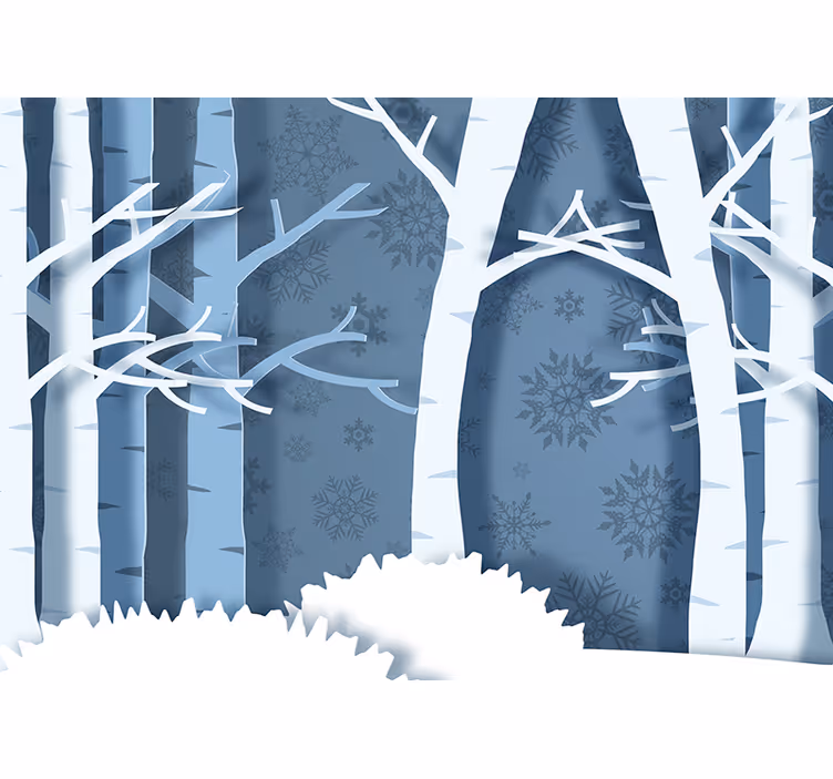Tapisserie forêt arbres de bouleau glacés - TenStickers