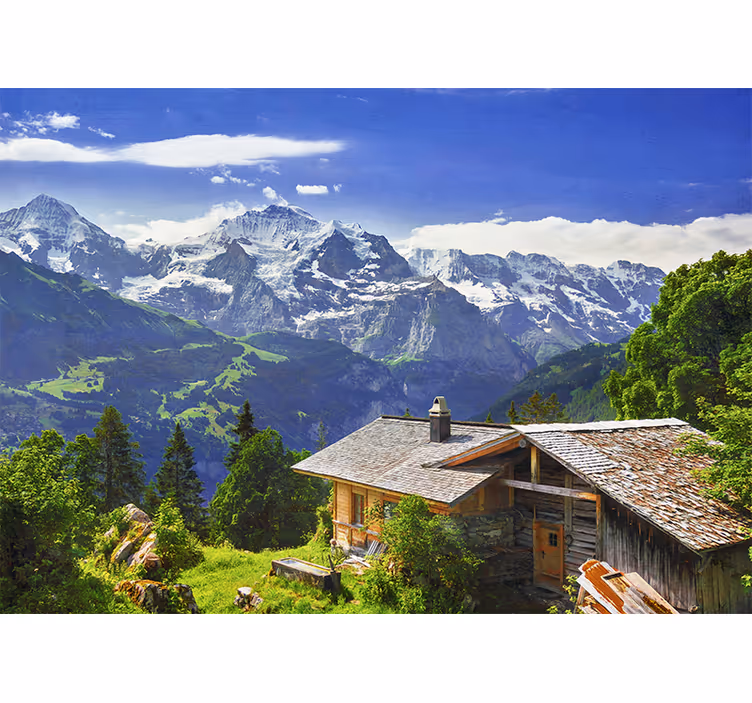Tapisserie paysage scène de retraite en montagne - TenStickers