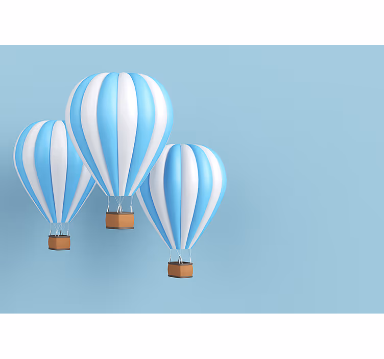 Tapisserie chambre enfant ballons à air chaud dans le ciel - TenStickers
