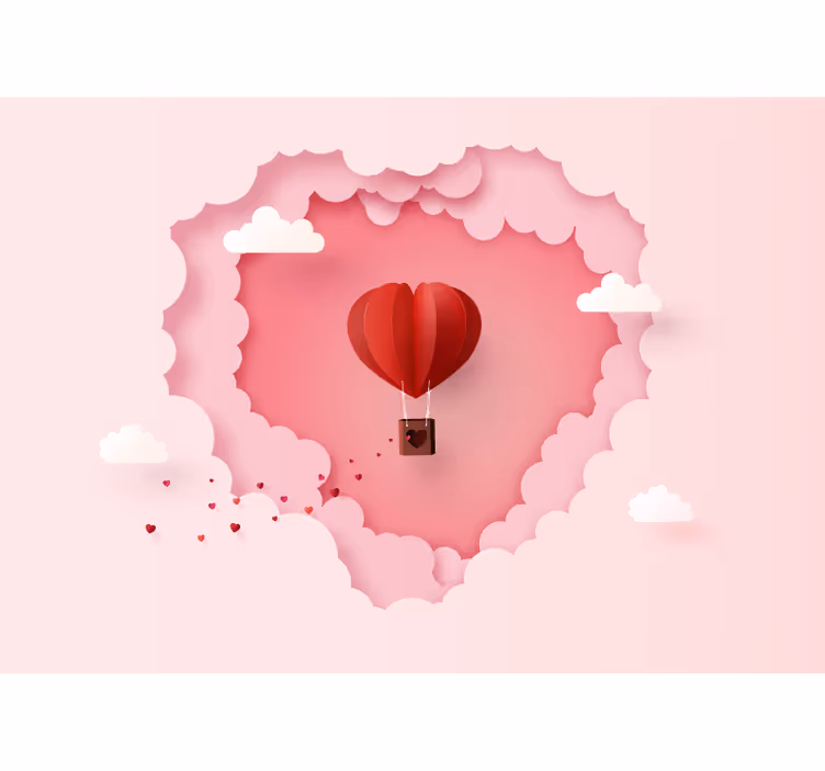 Tapisserie amour montgolfière en forme de cœur - TenStickers