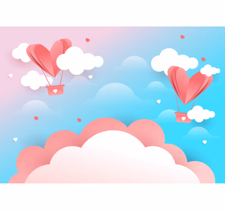 Tapisserie amour ballons en cœur flottants - TenStickers