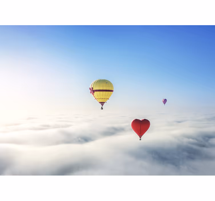 Tapisserie amour ballons en forme de cœur flottants - TenStickers