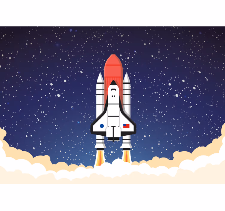 Tapisserie espace aventure de lancement de fusée - TenStickers