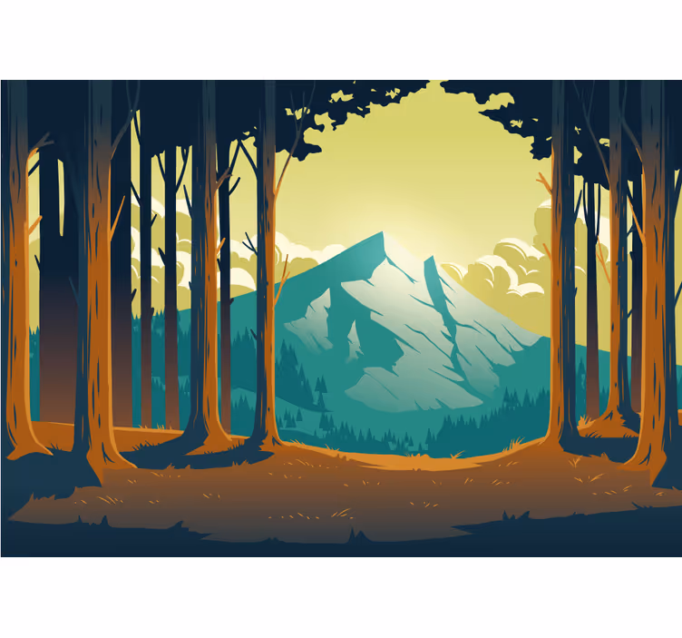 Tapisserie montagne forêt pittoresque - TenStickers