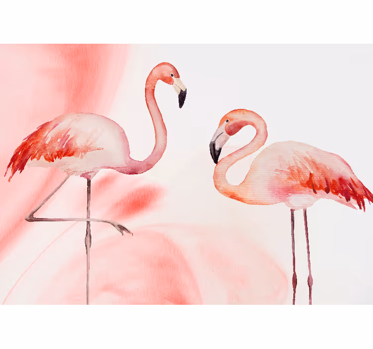 Tapisserie salon flamants en duo - TenStickers