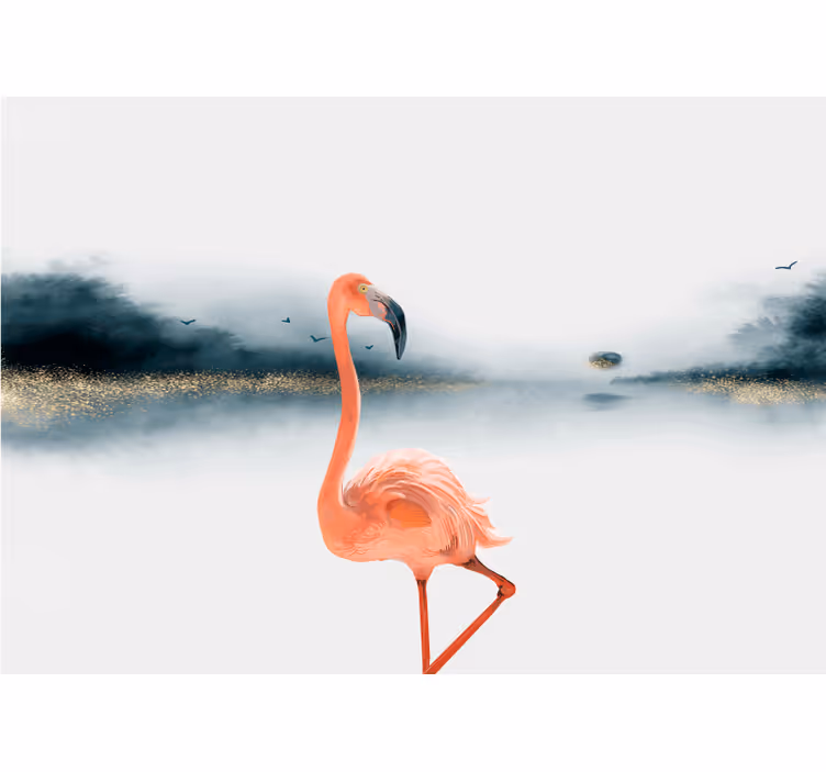 Tapisserie animaux pose élégante de flamant rose - TenStickers