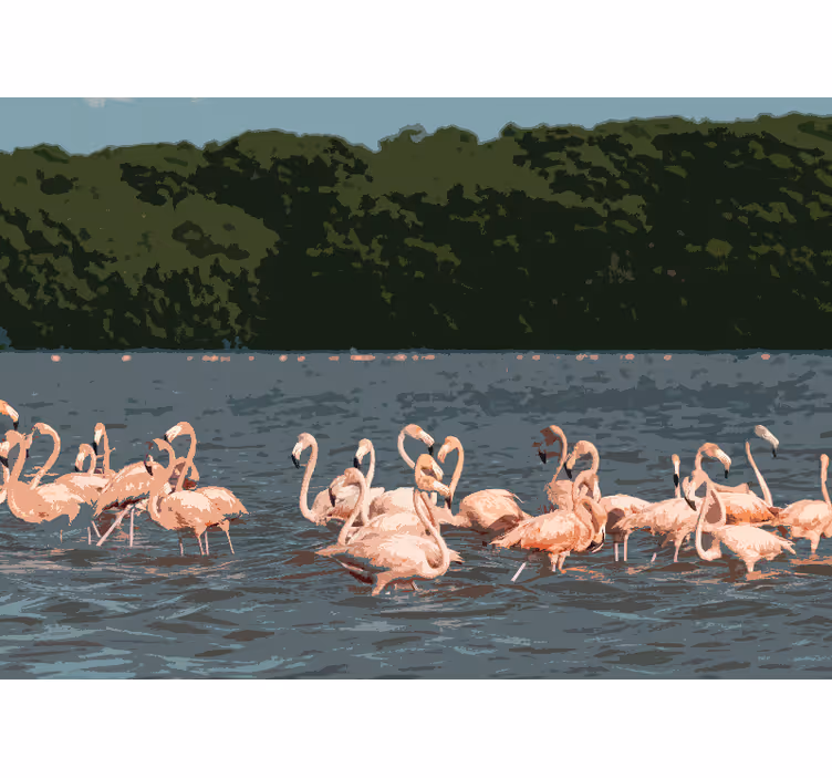 Tapisserie animaux rassemblement de flamants - TenStickers