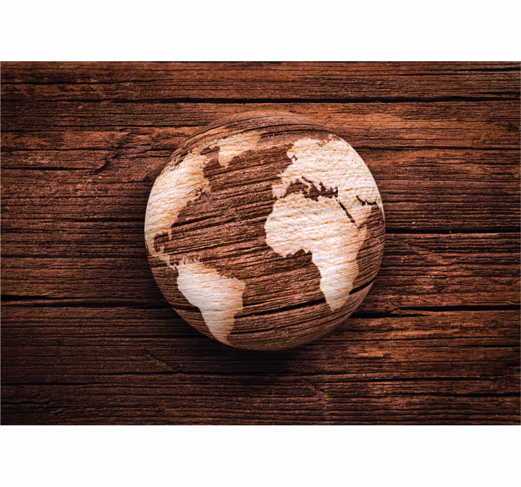 Tapisserie carte du monde texture bois - TenStickers
