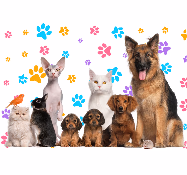 Tapisserie animaux compagnons de bonheur - TenStickers