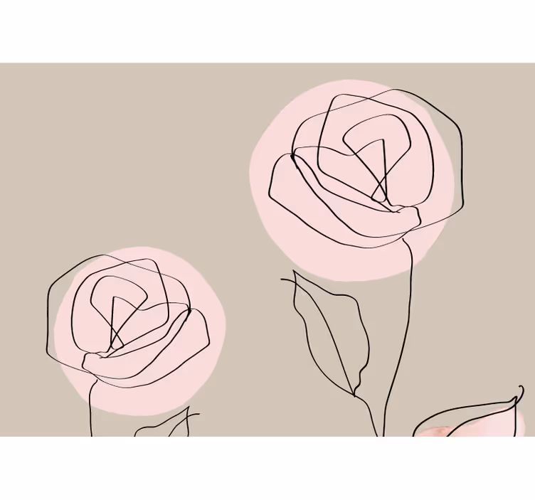 Tapisserie fleur art lin roses - TenStickers