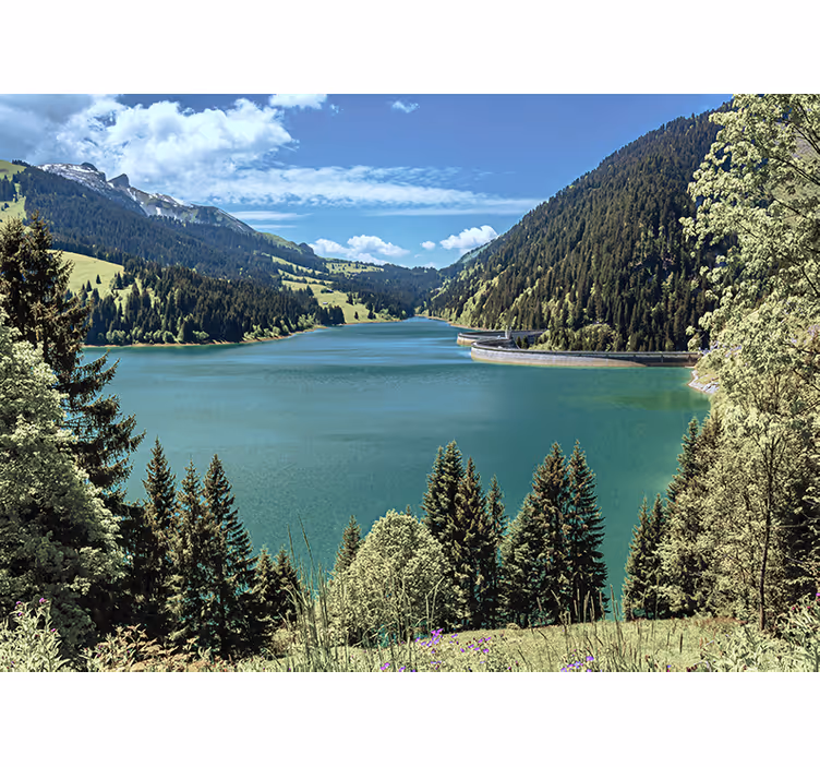 Tapisserie paysage lac de montagne tranquille - TenStickers