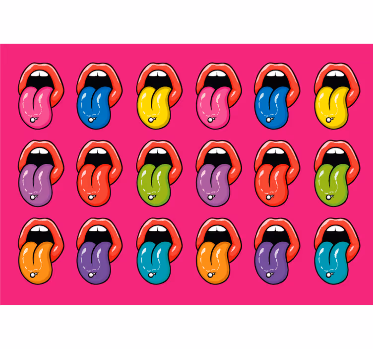 Tapisserie graffiti expressions colorées de langue - TenStickers
