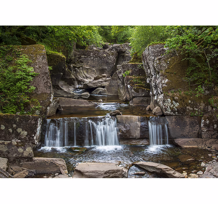Tapisserie montagne cascade de nature sereine - TenStickers